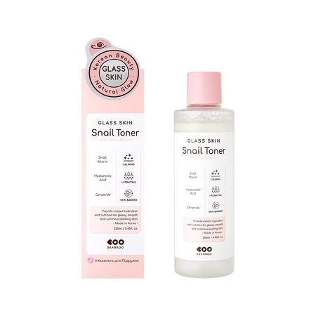 Тонер для лица DEARBOO GLASS SKIN с муцином улитки 250 мл
