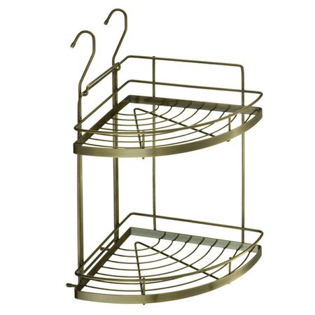 полка угловая для рейлинга 2-х ярусная 240х240х445мм античная бронза