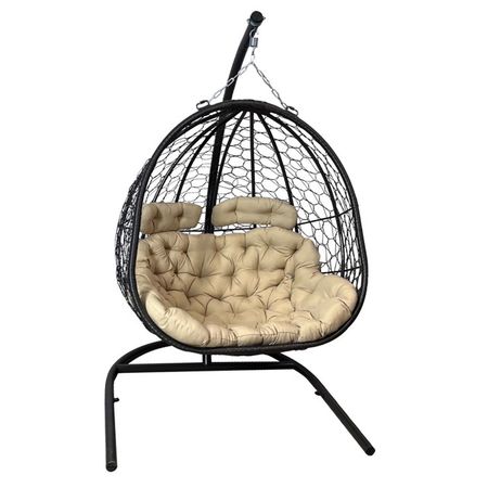 кресло подвесное GREENGARD двойное из искусственного ротанга Ларедо (до 150кг)