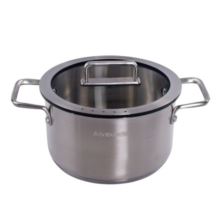 кастрюля ATTRIBUTE Argento 3,4л 20см нерж.сталь стеклянная крышка индукция