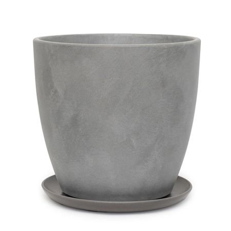горшок с поддоном Замша 4л бетон серый бутон