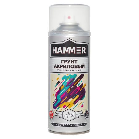 грунт аэрозольный HAMMER универсальный акриловый 520мл черный, арт.340407