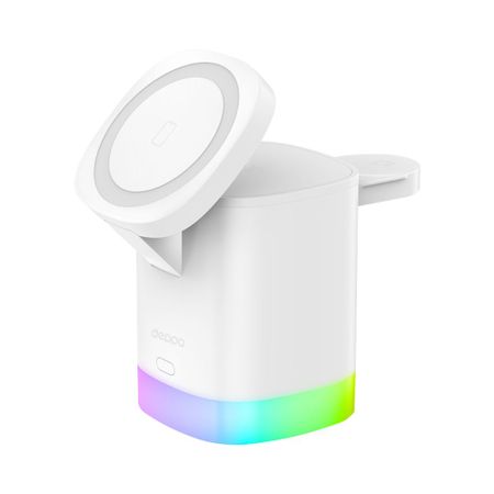 Беспроводное зарядное устройство Deppa MagSafe Tower Station 3 в 1 (23159) для iPhone/Apple Watch/Airpods 20Вт/подсветка (белый)