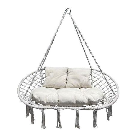 гамак-кресло подвесное DOUBLE белый сталь, хлопок, полиэстер (до 200 кг)