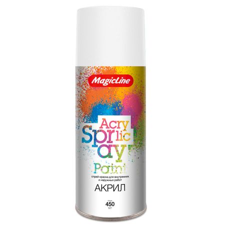 краска аэрозольная MAGIC LINE акриловая 265г белая глянцевая #030, арт.ML030