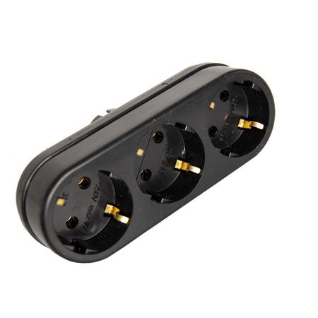 разветвитель 3 гнездо РЕАЛЬНАЯ ЭЛЕКТРИКА с/з 16А 3L3 черный