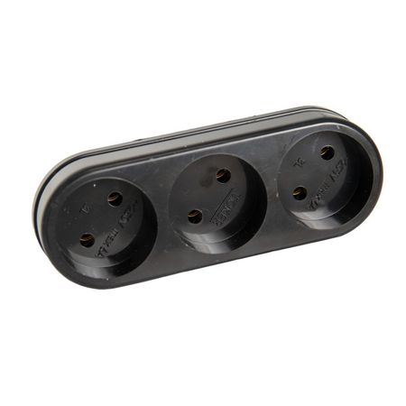 разветвитель 3 гнездо РЕАЛЬНАЯ ЭЛЕКТРИКА б/з 6A 3L черный