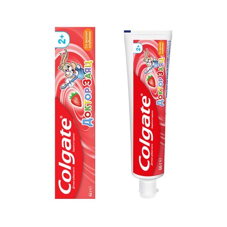 Паста зубная детская COLGATE ДОКТОР ЗАЯЦ со вкусом клубники от 2 до 12 лет 50 мл доктор плюшева раскрась по номерам рпн 1916