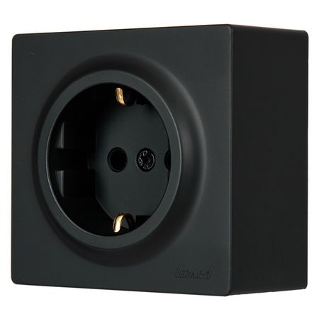 розетка 1 пост LEZARD Leto ПБТ с/з чёрный бархат