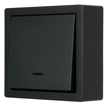 выключатель 1 клавишный LEZARD Leto с индикацией чёрный бархат