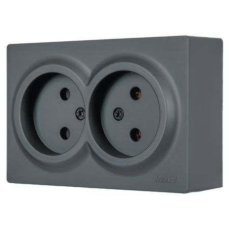розетка 2 поста LEZARD Leto ПБТ б/з графит