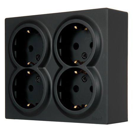 розетка 4 поста LEZARD Leto ПБТ с/з чёрный бархат