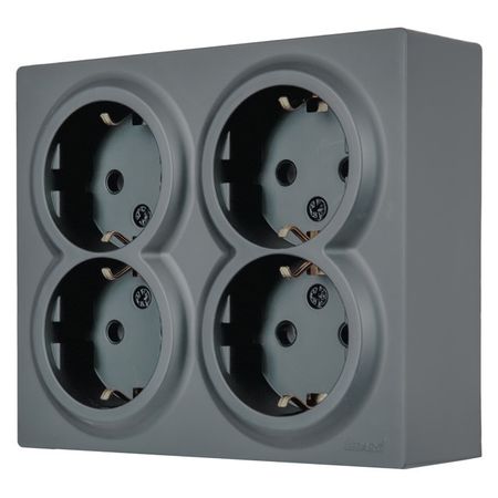 розетка 4 поста LEZARD Leto ПБТ с/з графит