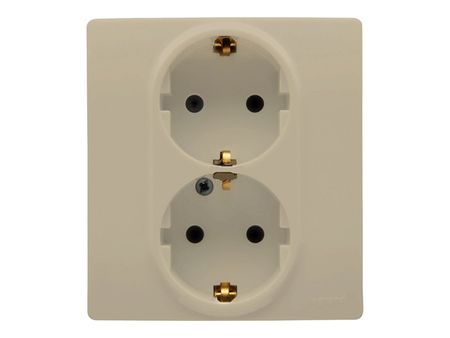 розетка 2 поста LEGRAND Etika с заземлением слоновая кость