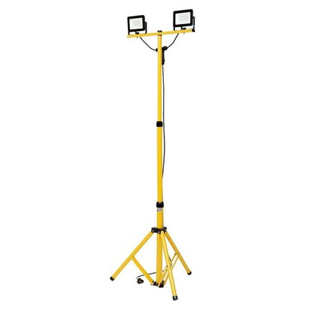 прожектор светодиодный GLANZEN 2x30Вт на штативе 6500К IP65 желтый
