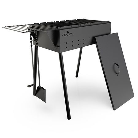 мангал стационарный Praktika BLACK 67,5х49,7х70,6см сталь 2мм с откидными решетками и крышкой