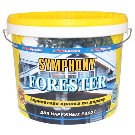 краска акрилатная фасадная SYMPHONY Forester база А шелковисто матовая 9л белая, арт.1100271
