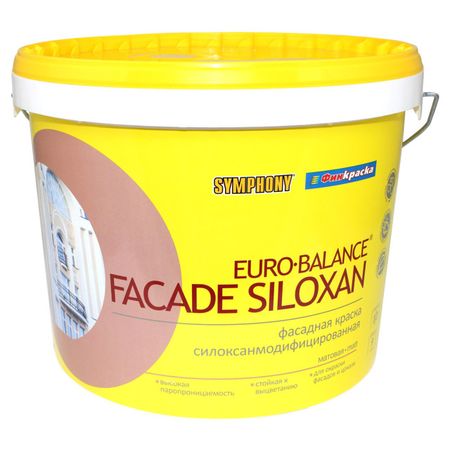 краска фасад в/э SYMPHONY Euro Balance Facade Siloxane база LC матовая 9л бесцветная, арт.1100255