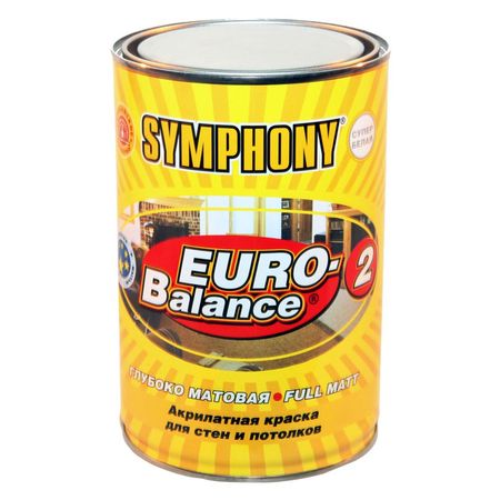 краска в/д SYMPHONY Euro-balance 2 база А глубоко матовая 0,9л белая, арт.9545