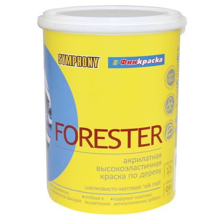 краска акрилатная фасадная SYMPHONY Forester база С шелковисто матовая 0,9л бесцветная, арт.1100272