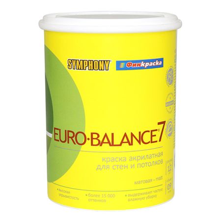 краска в/д SYMPHONY Euro-balance 7 база С матовая 0,9л бесцветная, арт.9232