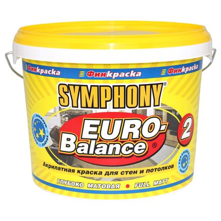краска в/д SYMPHONY Euro-balance 2 база А глубоко матовая 2,7л белая, арт.9038