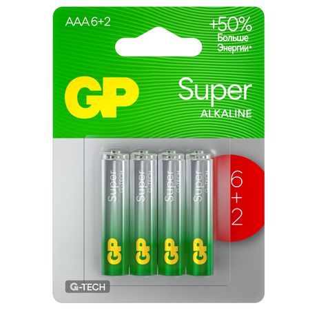 батарейка GP Batteries Super G TECH 1,5 В LR03 AAA 8 шт