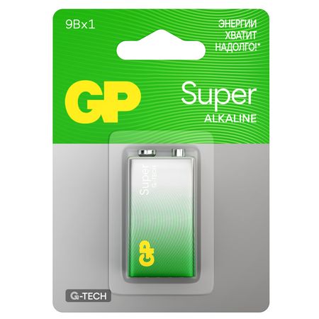 батарейка GP Batteries Super G TECH 9В 6LR61/6F22 крона 1шт батарейка gp super mn1604 6lr61 крона алкалиновая bc1
