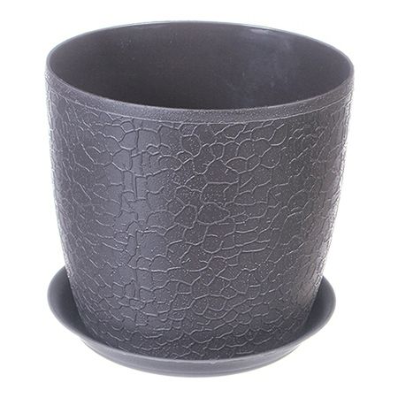 горшок с поддоном Верона 1,4л d14см h12,6см графитовый пластик