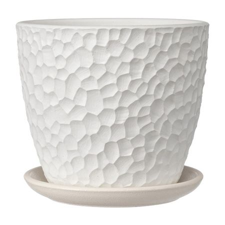 горшок бетонный с поддоном Манго 8л d25см h23см бутон