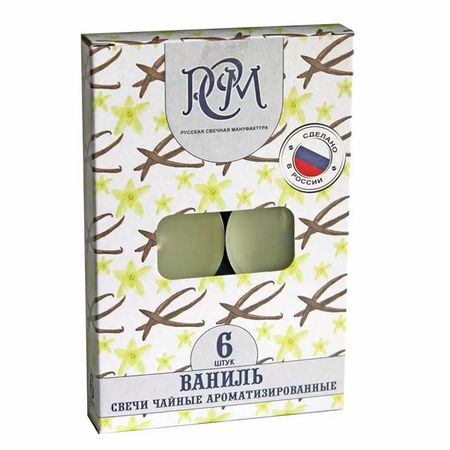 свечи чайные PCM 6шт 3,9х1,2см 3ч/г аромат ваниль