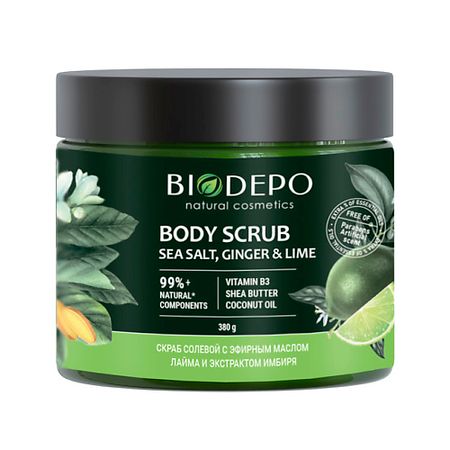 Скраб для тела BIODEPO Скраб для тела с морской солью имбирем и лаймом Body Scrub With Sea Salt, Ginger And Lime Oil