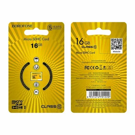 Карта памяти Borofone microSDHC 16GB Class10 UHS-I (U1) 85 MB/s V10 (1/100)