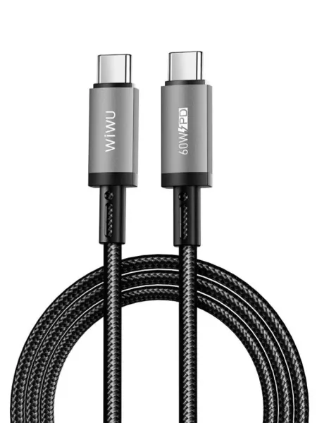 Кабель WiWU Titanlink USB-C/USB-C 60W 1.0м (Wi-C057) (серый)