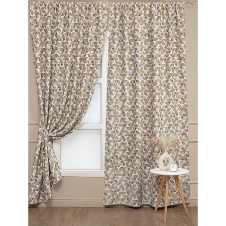 штора портьерная на люверсах AMORE MIO димаут печать 200х260см бежевая