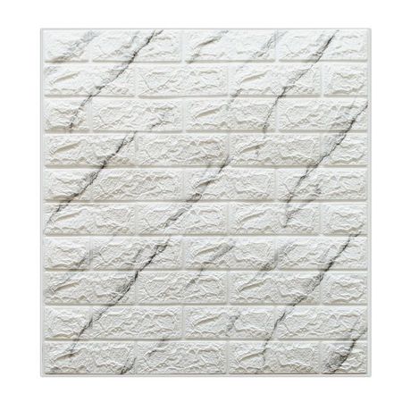 панель декоративная самоклеящаяся GRACE Кирпич Белый мрамор 700х770мм LUX 6мм