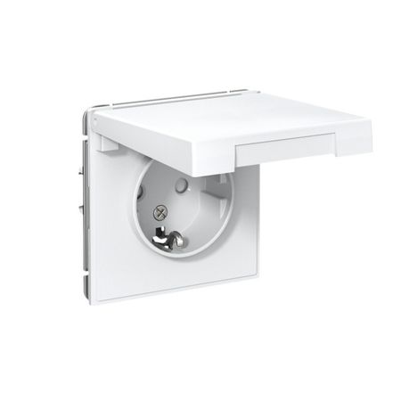 розетка SYSTEME ELECTRIC Art Gallery IP20 с/з с/ш с крышкой белый