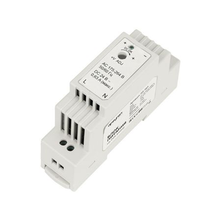 блок питания APEYRON на DIN рейку 24В 15Вт 175-264В 0,63А IP20 пластик белый