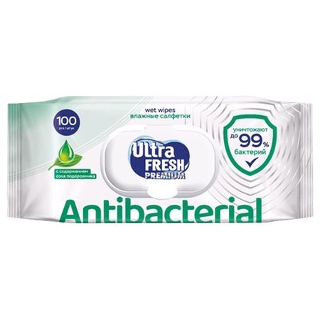 салфетки влажные ULTRAFRESH Premium Antibacterial 100шт