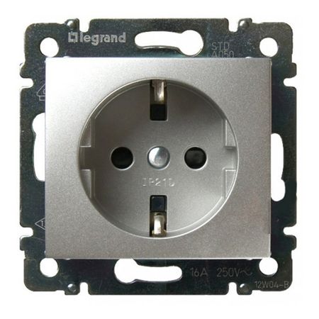 розетка 1 пост LEGRAND Valena с/з шторки алюминий