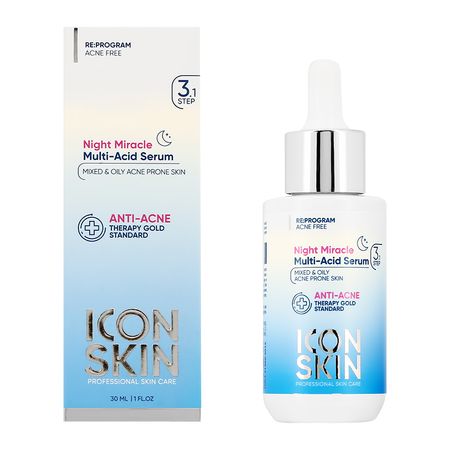 Сыворотка для лица ICON SKIN мультикислотная для проблемной кожи ночная 30 мл ольга викторовна дашкова ночная смена двойной тариф