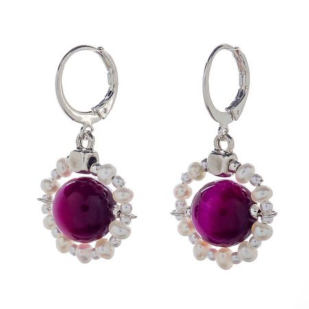 Серьги LANZEROTTI Серьги, Monroe, тигровый глаз, жемчуг