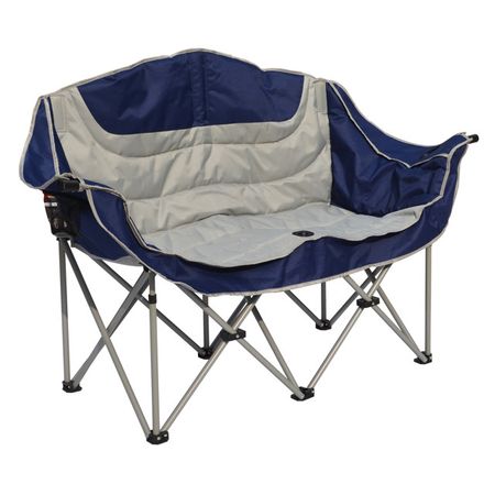 кресло туристическое складное 138х53х92см сталь ПВХ белый синий