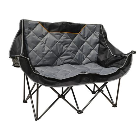 кресло туристическое складное 138х53х92см двухместное сталь ПВХ серый черный