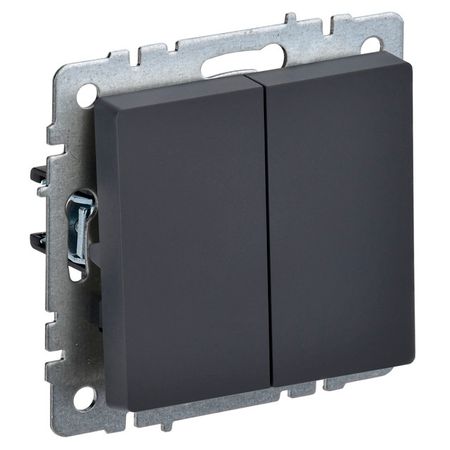 выключатель 2-клавишный IEK BRITE 10А графит