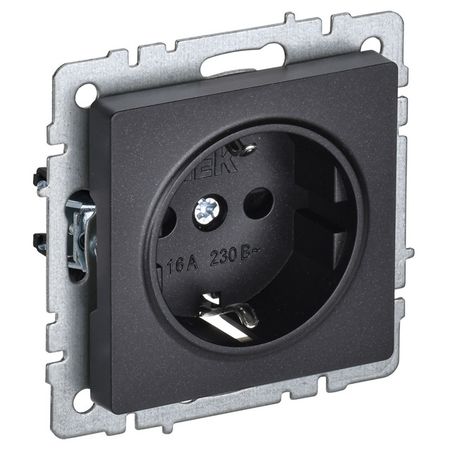 розетка 1 пост IEK BRITE с/з б/ш 16А черный