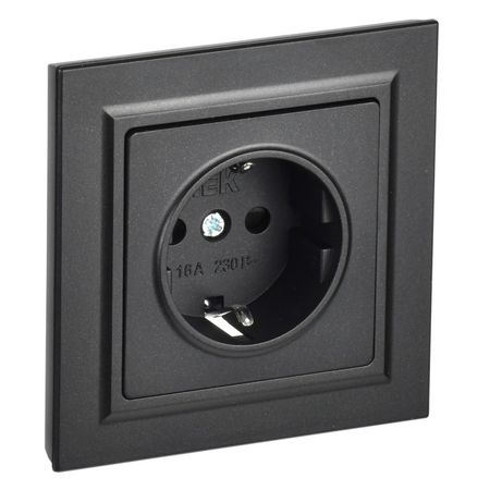 розетка 1 пост IEK BRITE с/з с/ш 16А в сборе черный