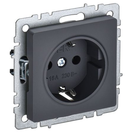 розетка 1 пост IEK BRITE с/з с/ш 16А графит