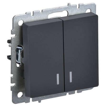 выключатель 2-клавишный IEK BRITE с индикацией 10А графит