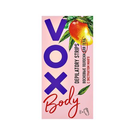 Полоски восковые для тела VOX с экстрактом манго 8 шт стразы полоски пестрые 7 35 стразы полоски яркие 7 35